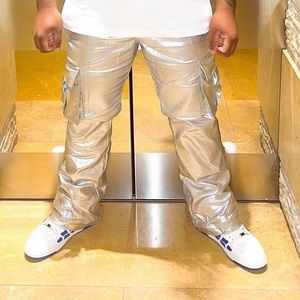Silver stacked pants